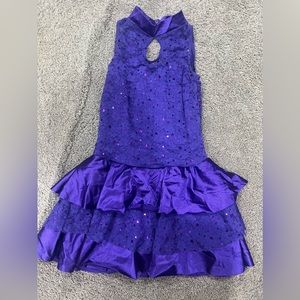 Purple sparkly biketard